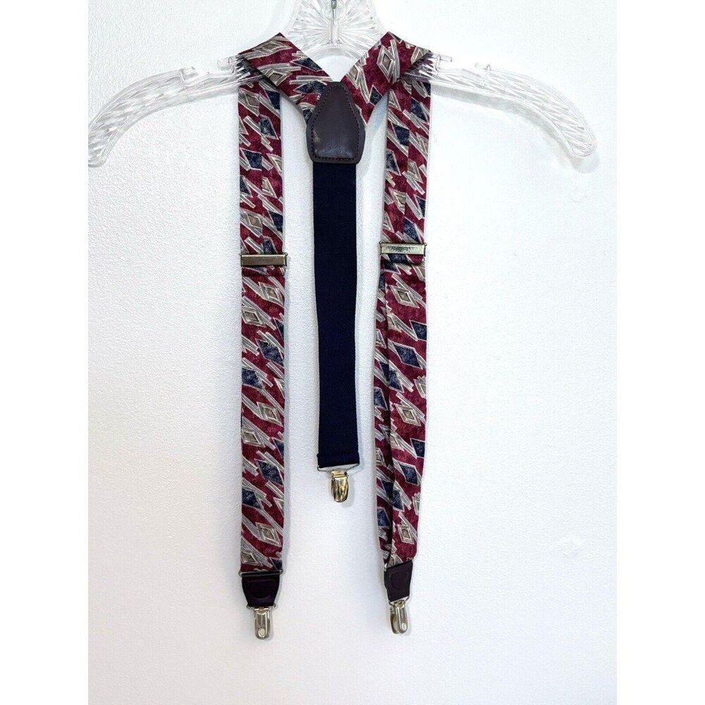 CAS Germany Burgundy Blue Brown Silk Suspenders - Picture 6 of 6